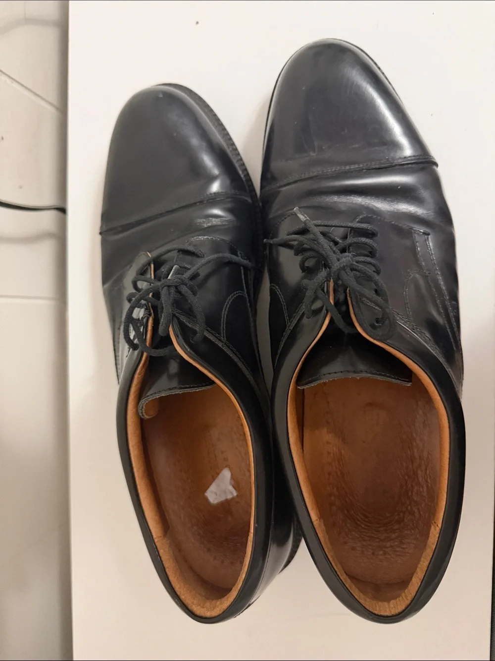 Johnston & Murphy Black Cap-Toe Leather Oxfords